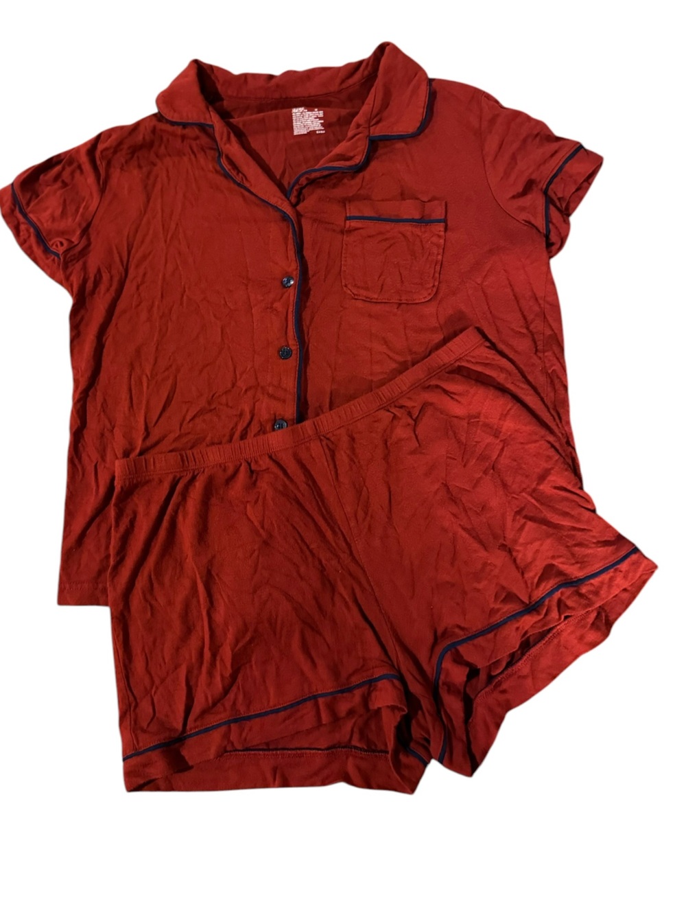 Old Navy Red Short-Sleeve Pajama Set with Navy Trim